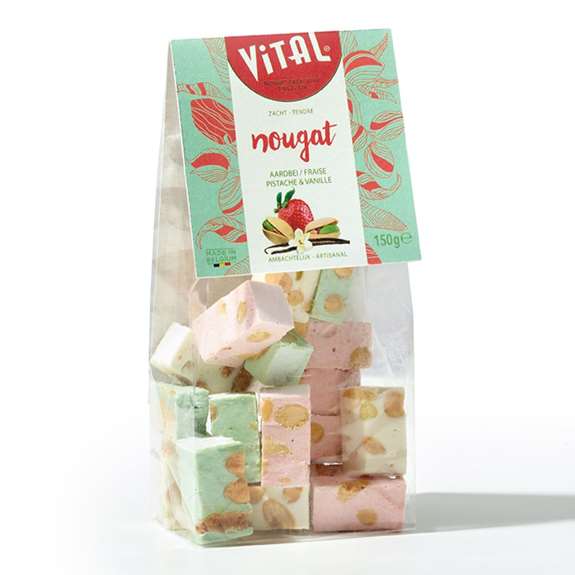 Zachte nougat aardbei, pistache & vanille